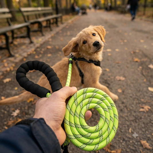 Reflective Dog Leash with Padded Handle – Sturdy Rope, Double Reinforced