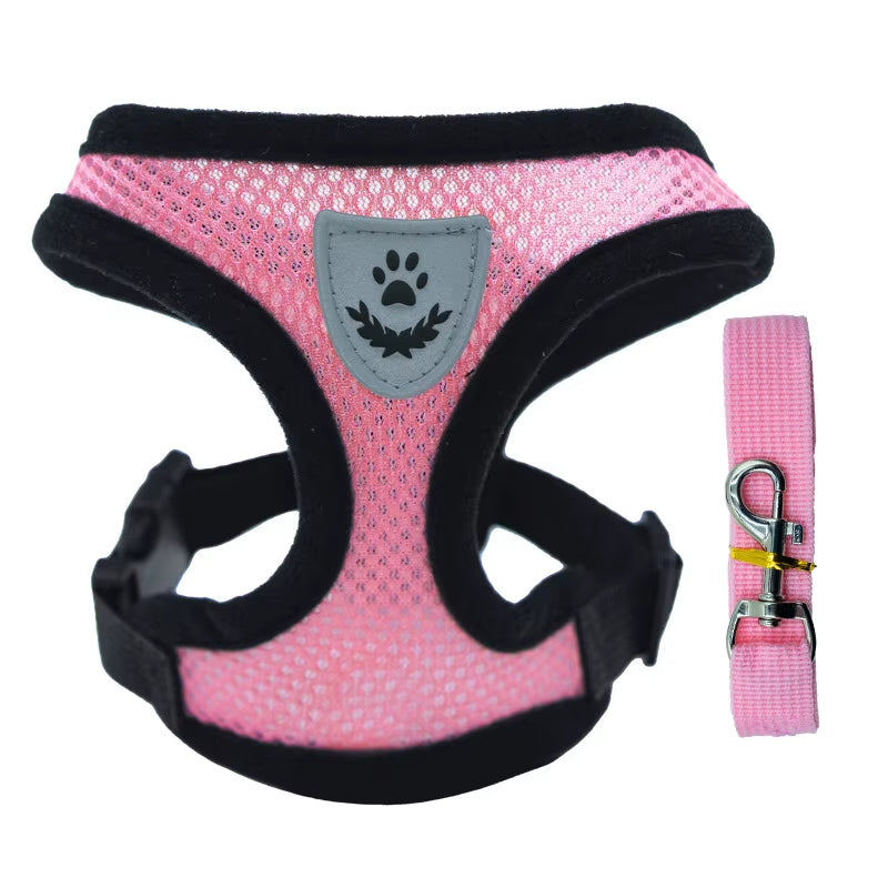 Breathable Mesh Cat Small Dog Harness and Leash Kitten Cats Harnesses Little Dog Puppy Harness for French Bulldog Chihuahua Pug