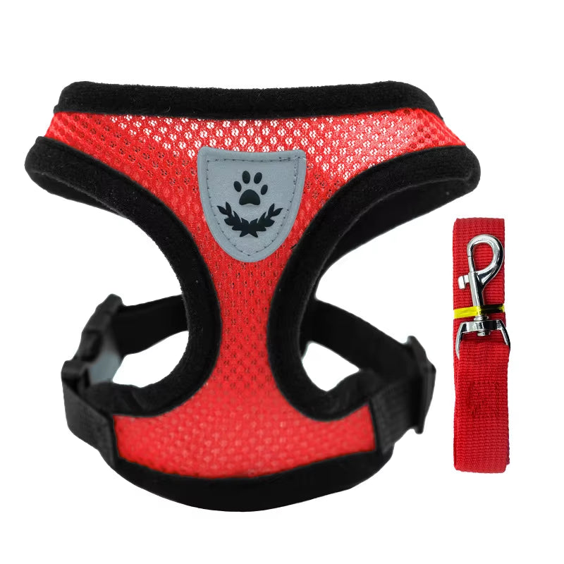 Breathable Mesh Cat Small Dog Harness and Leash Kitten Cats Harnesses Little Dog Puppy Harness for French Bulldog Chihuahua Pug