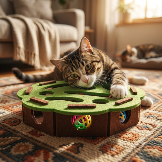 Katzen-Puzzle-Spielzeug – Filz-Snackball Intelligenzspielzeug für drinnen
