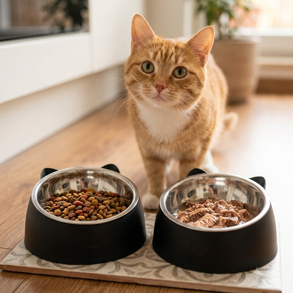 Ergonomischer Katzennapf aus Edelstahl – Geneigtes Design für gesünderes Fressen