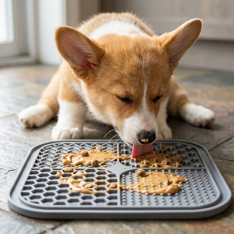Quadratische Lick Mat mit Saugnapf – Silikon Leckmatte für Hunde & Katzen in 5 Farben
