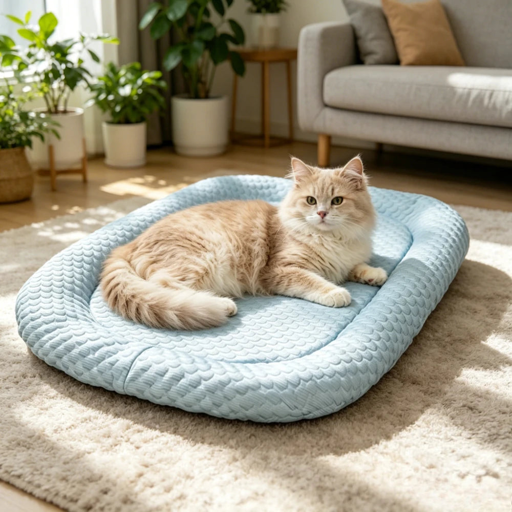 Cool Summer Pet Cooling Mat Ice Silk Breathable Cat Beds Matscushion Puppy Sleep Nest Kennel for Small Medium Dogs Cats Supplies