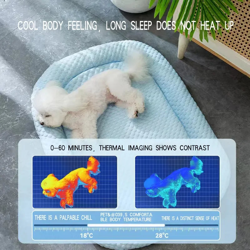 Cool Summer Pet Cooling Mat Ice Silk Breathable Cat Beds Matscushion Puppy Sleep Nest Kennel for Small Medium Dogs Cats Supplies