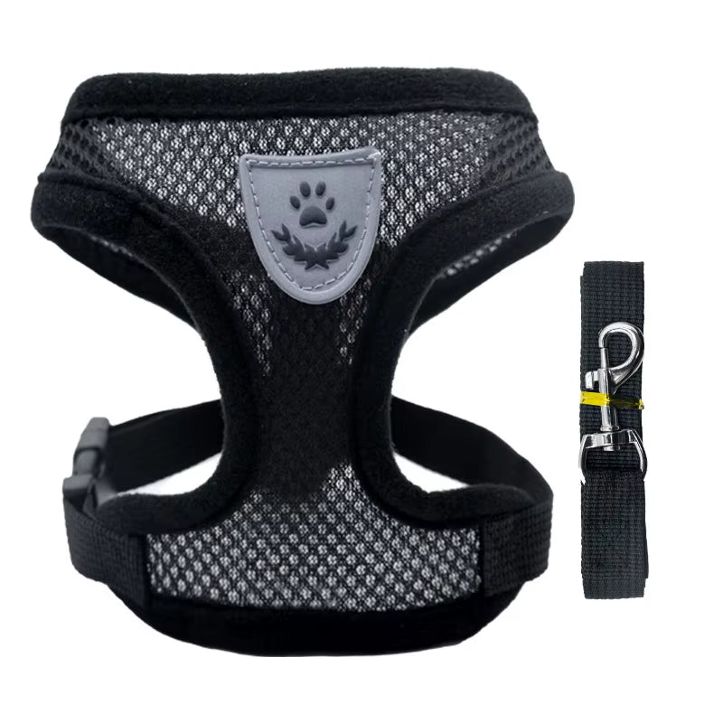 Breathable Mesh Cat Small Dog Harness and Leash Kitten Cats Harnesses Little Dog Puppy Harness for French Bulldog Chihuahua Pug